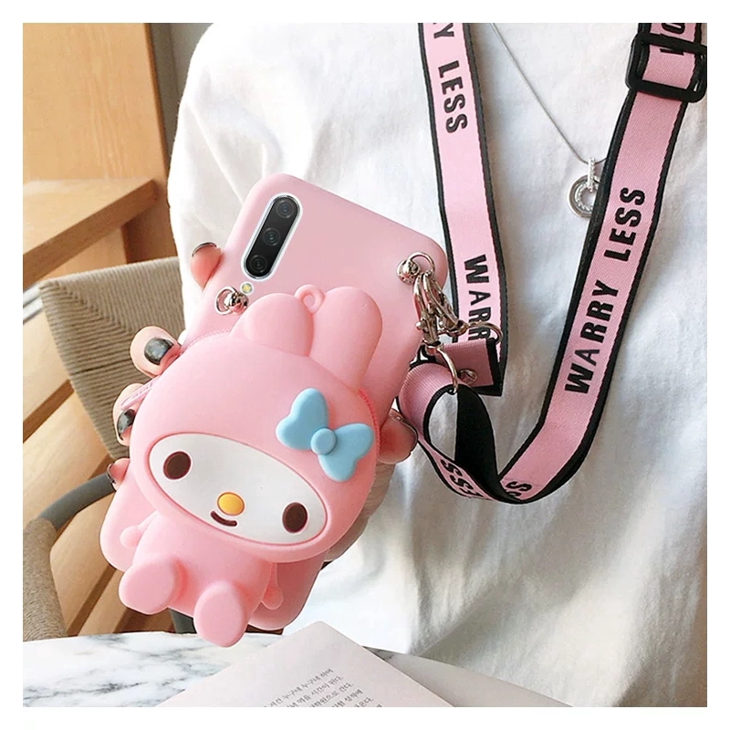 Xiaomi Mi A1 A2 9 8 Lite Pro SE 5x 6x 6 Phim hoạt hình dễ thương Pink Melody Ví điện thoại trường hợp sling