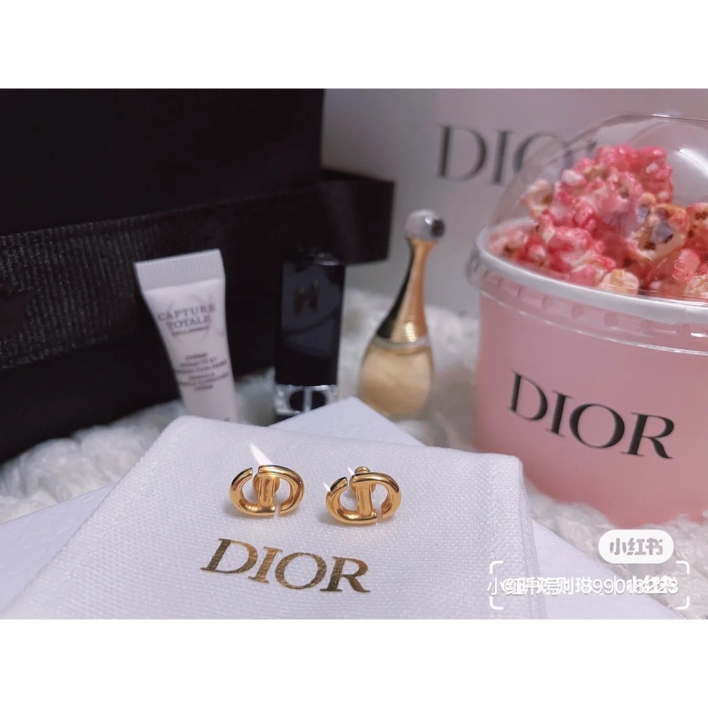 Khuyên Tai Tròn Khắc Chữ Dior Bằng Thép Titanium Thời Trang Cho Nữ