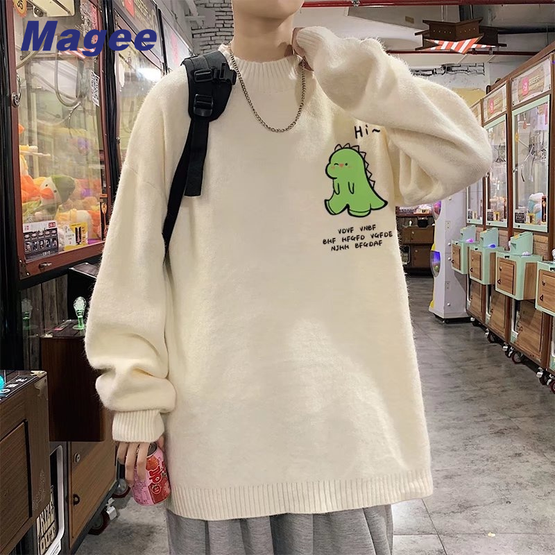 Áo sweater Cổ Cao Dáng Rộng In Họa Tiết Phong Cách Hip hop Thời Trang Thu Đông Cho Nam