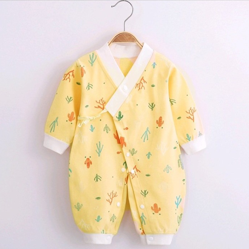 Bộ đồ liền thân dài tay kimono cho bé sơ sinh chất cotton mềm mịn co giãn nhẹ _ BD45