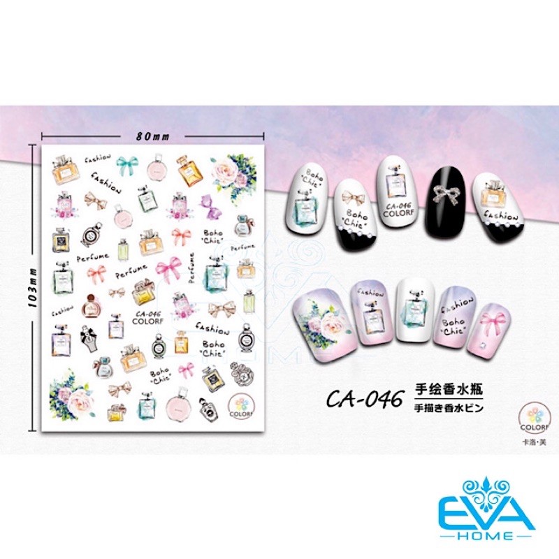 Decal Dán Móng Tay 3D Nail Sticker Tráng Trí Hoạ Tiết Chai Nước Hoa Fashion Perfume CA046