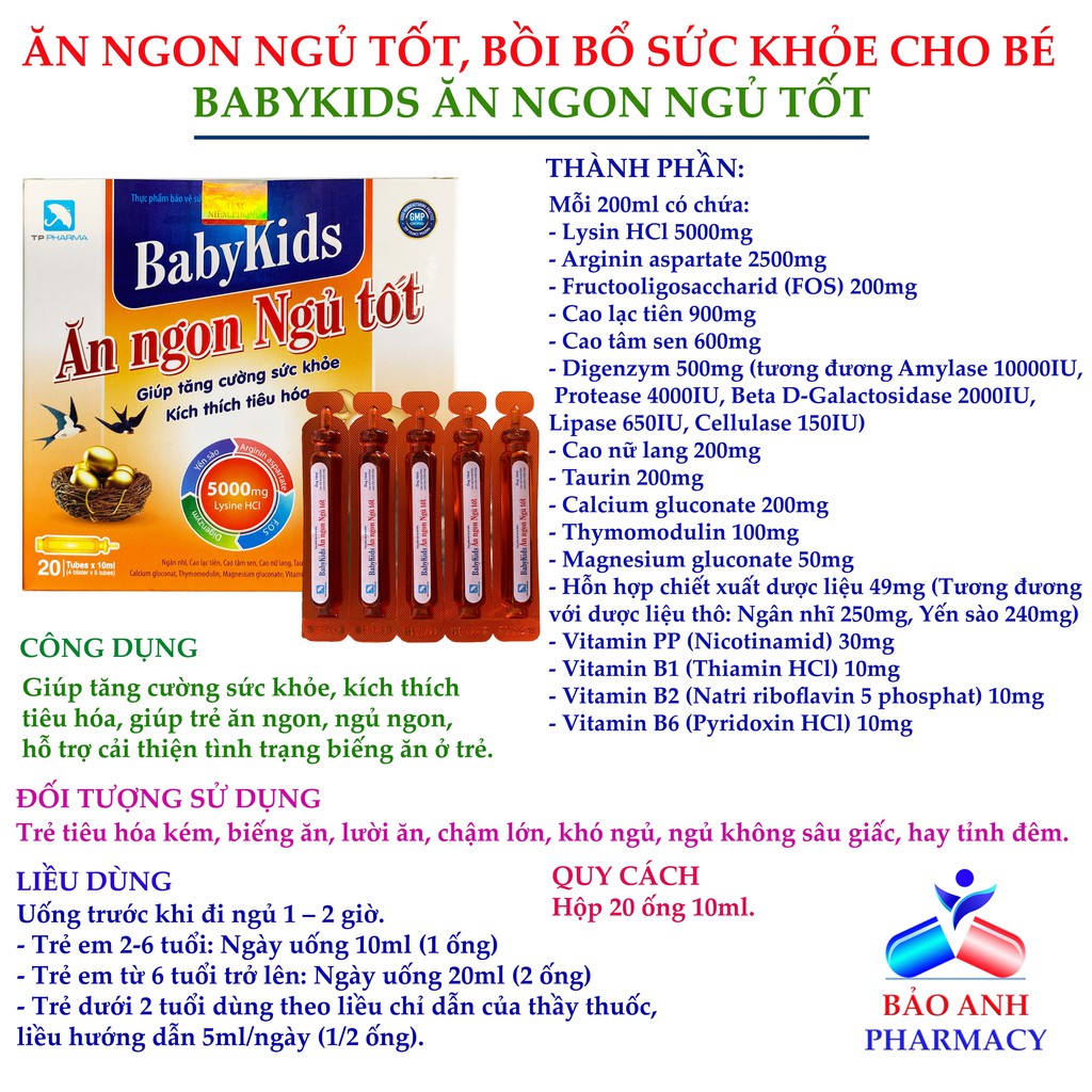 Ăn ngon ngủ ngon dạng ống cho bé, dùng tốt cho bé lười ăn, biếng ăn, chậm lớn, giúp tăng cân - Babykids Ăn ngon ngủ tốt