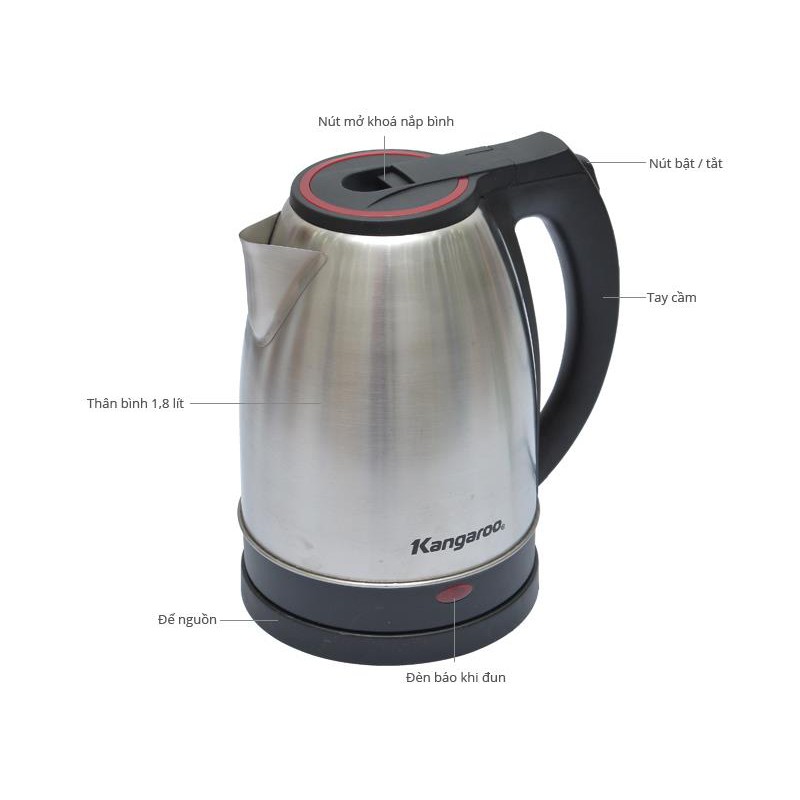 Ấm siêu tốc Kangaroo 1.8 lít KG-338