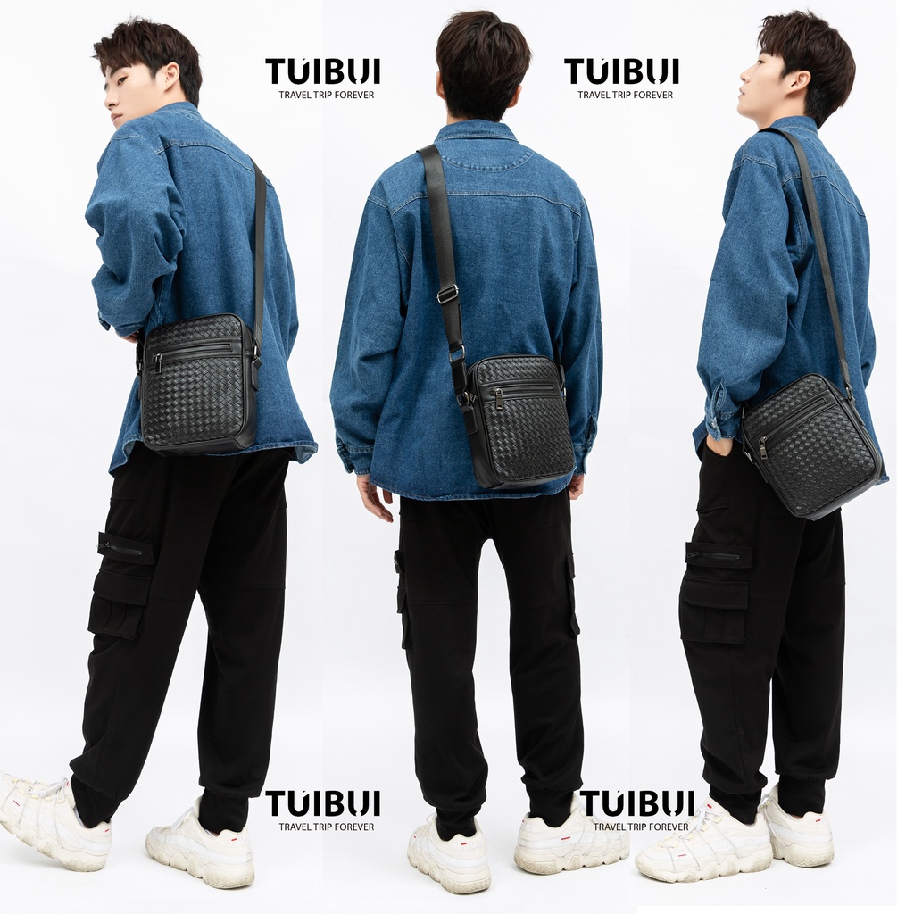 Túi đeo chéo nam da đan cao cấp đi chơi phong cách Hàn Quốc -TB08