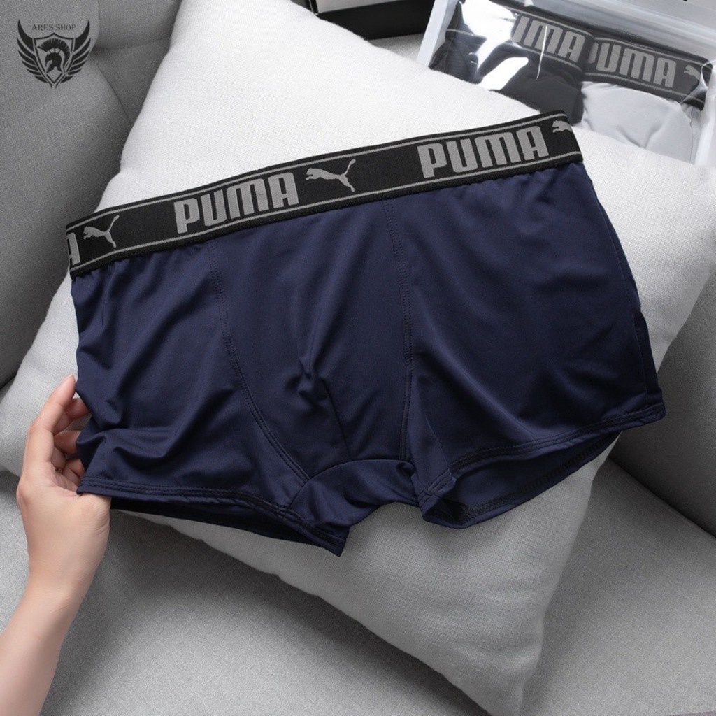 Quần lót nam, quần boxer họa tiết in chữ chất thun lạnh mềm mịn siêu mát thấm hút mồ hôi phong cách nam tính - PU.MA