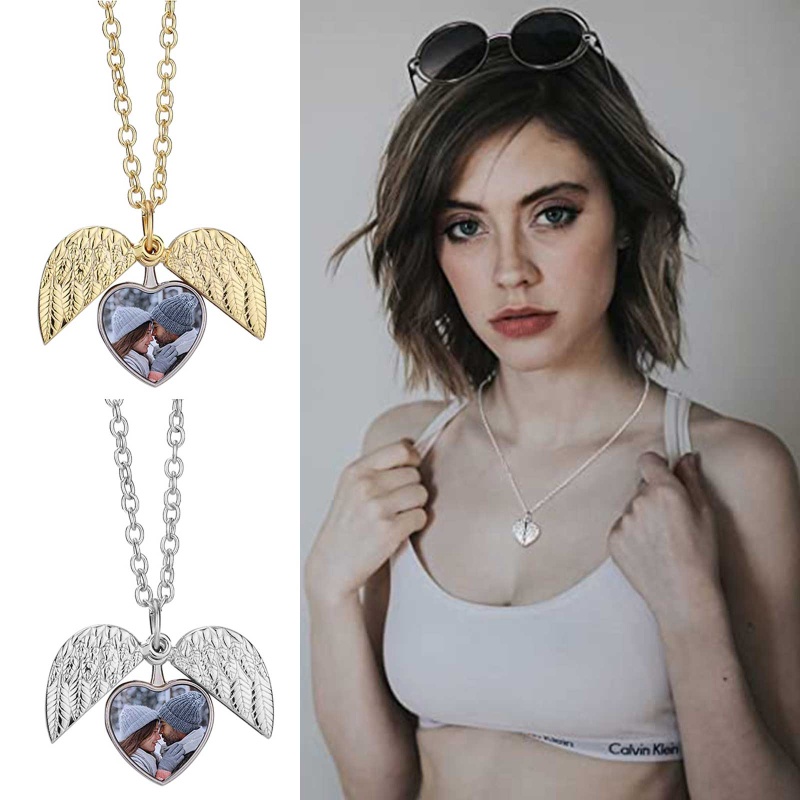 Mặt Vòng cổ Hình Đôi Cánh Trái Tim Chuyển Nhiệt DIY