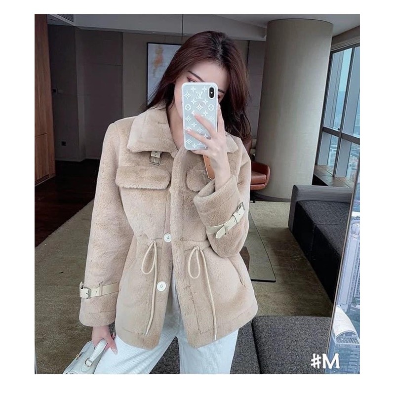 (Ảnh thật ) Áo khoác dạ lông rút eo | BigBuy360 - bigbuy360.vn