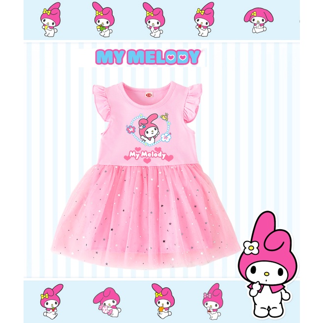 My MELODY Hoạt Hình In Hình Bé Gái Đầm Công Chúa Bé Gái hello kitty Trẻ Em Váy Quần Áo Trang Phục Thường Ngày