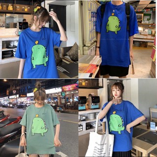 Áo Thun Nam Nữ Hè Form Thụng Tay Lỡ Unisex in KHỦNG LONG XANH