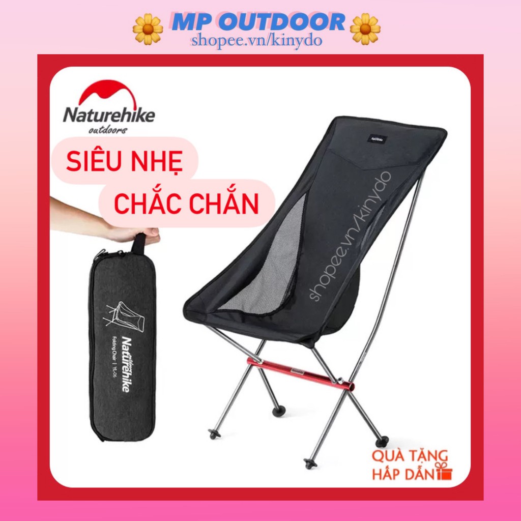 GHẾ XẾP GẤP GỌN HỢP KIM NHÔM SIÊU NHẸ DÃ NGOẠI CÓ TỰA ĐẦU CAO CẤP DU LỊCH DÃ NGOẠI CẮM TRẠI NATUREHIKE NH18Y060-Z