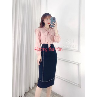chân váy suông dài trần chỉ trẻ trung