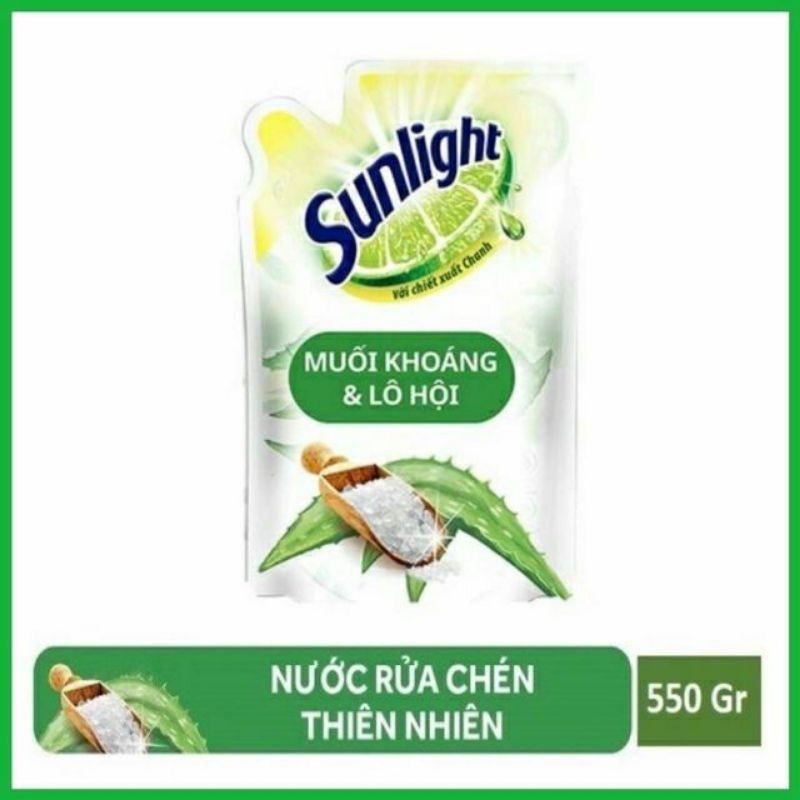 Nước rửa chén Sunlight thiên nhiên (Muối khoáng & lô hội). Dạng túi/chai