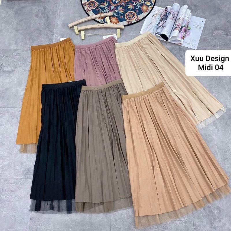 Chân váy dập ly 2 mặt hàng QC