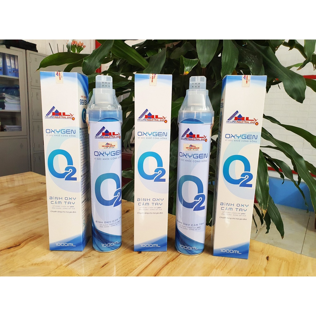 Bình Oxy Cầm Tay 1000ML(Chất Lượng Oxygen≥ 99,65%). Cung cấp Oxy tinh khiết an toàn sử dụng.Chuẩn ISO13485:2016