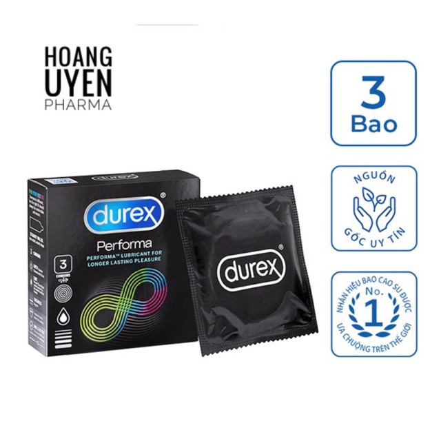 [Chính hãng] Bao cao su Durex Performa - kéo dài thời gian - Hộp 3 cái