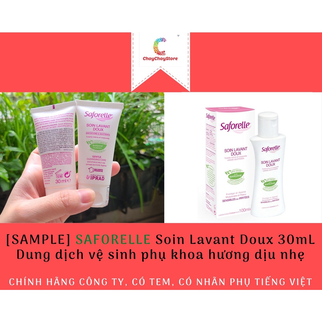 [SAMPLE 30ML HSD 07/22] Dung dịch vệ sinh SAFORELLE Soin Lavant Doux 30ML -  hương dịu nhẹ