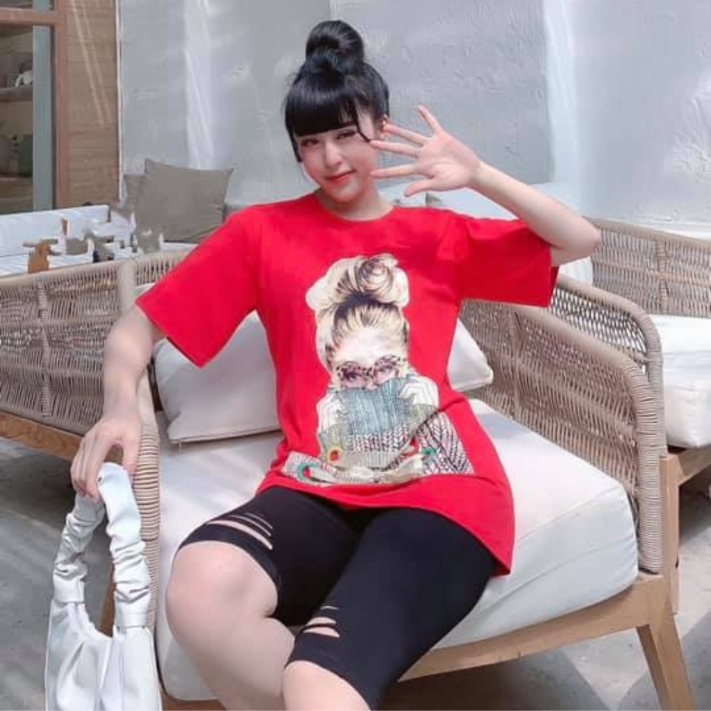 Đồ Bộ Nữ TS01331 Đồ Bộ Mặc Nhà Chất Cotton 100% Co Dãn Mịn Đẹp Quần Ngố Lửng Rách Nhẹ Hình In Cô Gái Size 40KG - 80Kg | BigBuy360 - bigbuy360.vn