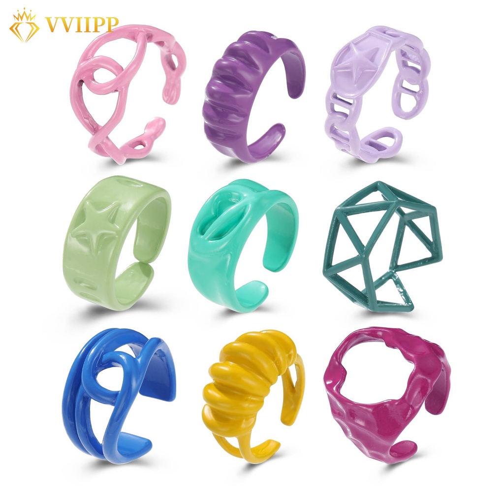 Nhẫn Hình Ngôi Sao Rỗng Bằng Nhựa Resin Nhiều Màu Dành Cho Nữ