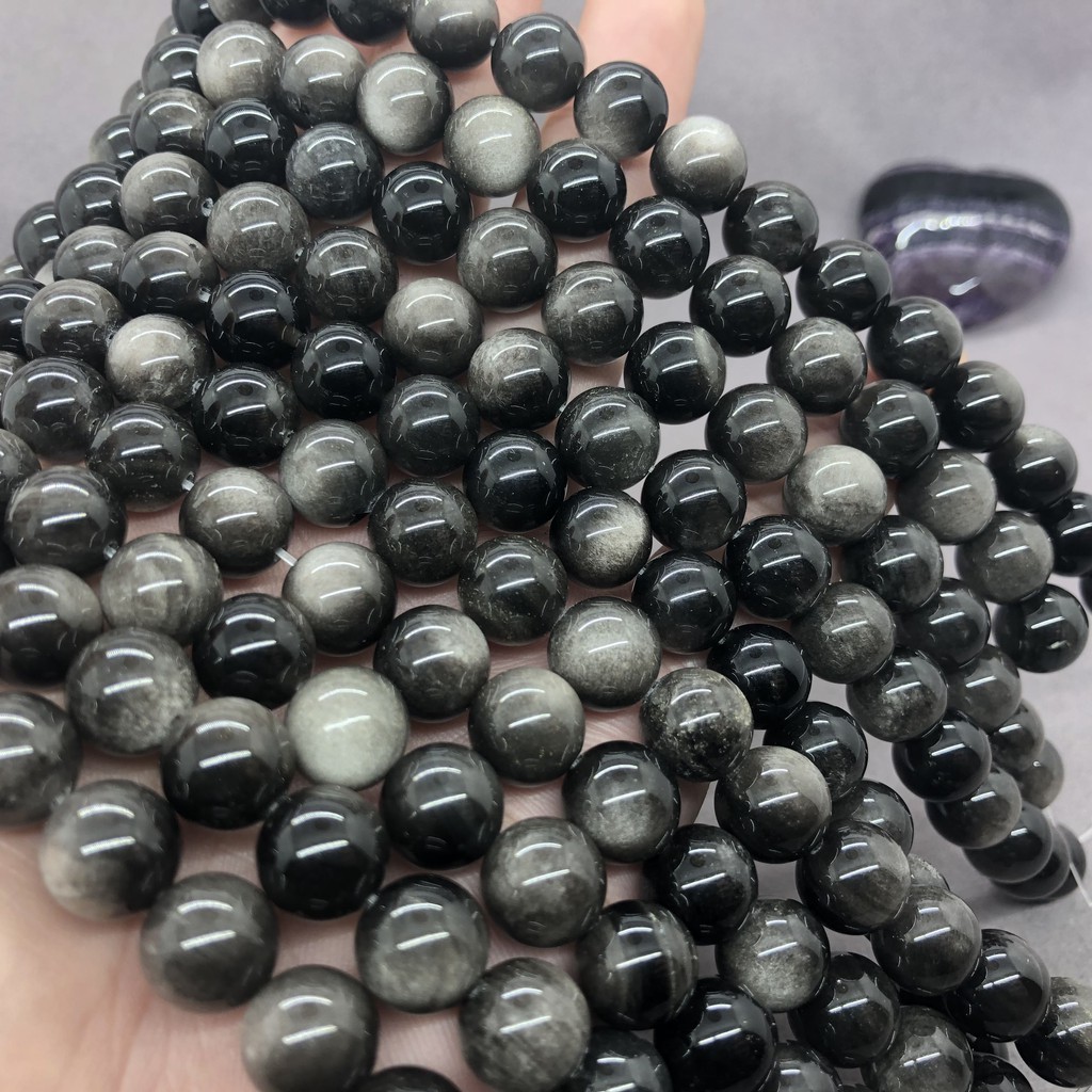 5a Chuỗi Hạt Đá Obsidian Đôi Mắt Thiên Nhiên 6-14mm Tự Làm Trang Sức