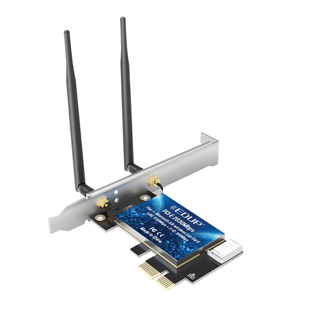 Card mạng không dây 2.4Ghz 5Ghz tích hợp Bluetooth 5.0 Cổng PCI-E 2 * 5dBi ăng-ten kép hỗ trợ hệ thống win10 64-bit | BigBuy360 - bigbuy360.vn