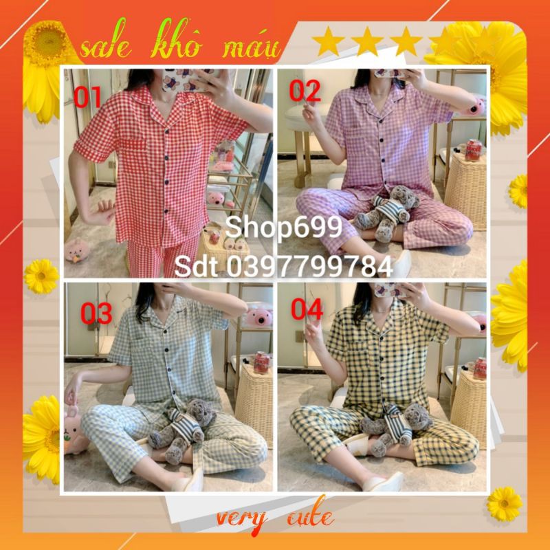 (CÓ SẴN- GIÁ GỐC)BỘ PIJAMA NGẮN TAY QUẦN DÀI PHONG CÁCH HÀN QUỐC (HÀNG QC)