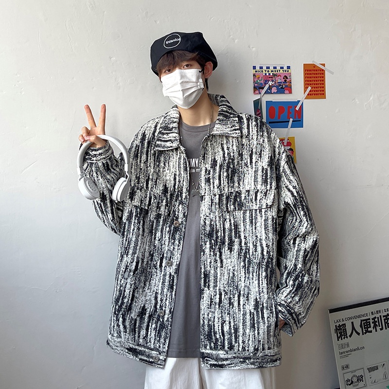 Áo Khoác Denim Dáng Rộng Phong Cách Hip Hop Mỹ Thời Trang Xuân Thu 2021 Cho Nam