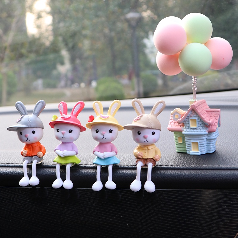 Búp Bê Thỏ Hoạt Hình Dễ Thương Dùng Trang Trí Bảng Điều Khiển Xe Hơi