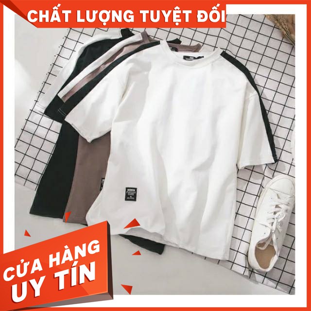 [Video thật] Áo thun tay lỡ cotton thoáng mát viền chữ nhật (unisex nam nữ đều mặc được)