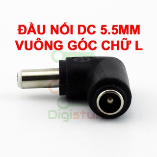 Đầu DC 5.5mm bẻ góc dùng chuyển dây nguồn DC 5.5 mm thẳng sang vuông góc 90 độ