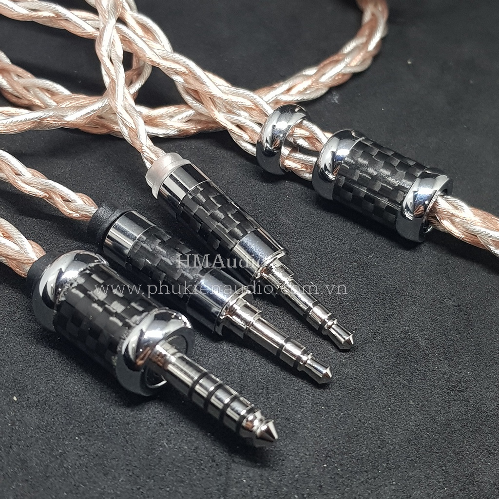 Dây tai nghe Hybrid đồng và đồng mạ bạc 7NOCC Litz 24AWG 1.2mm tết 8 - Connector Hifiman Dual 3.5mm