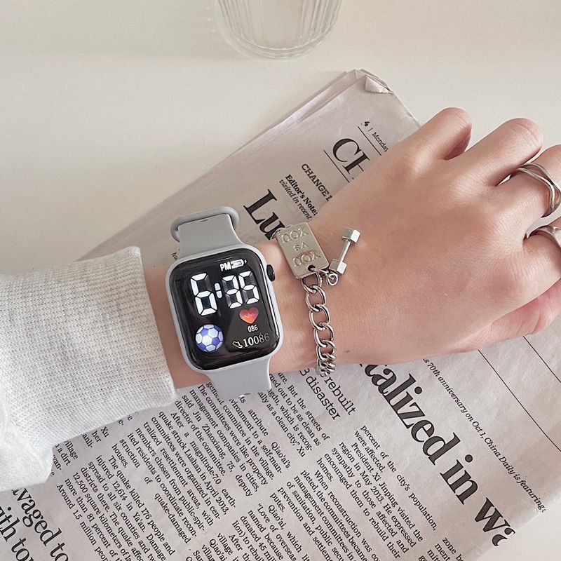 Đồng Hồ Điện Tử Đèn LED Dây Silicone Thể Thao Unisex