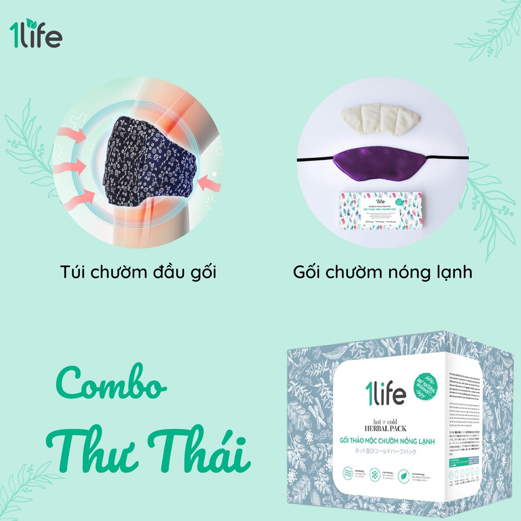 Combo thư thái (Túi thảo mộc chườm đầu gối và Túi thảo mộc chườm mắt)