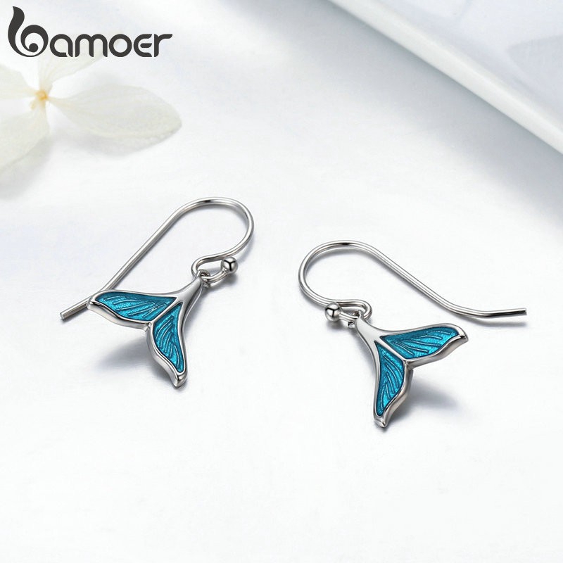 Bông Tai Bamoer Bằng Bạc Kiểu Dáng Đuôi Nàng Tiên Cá Thời Trang