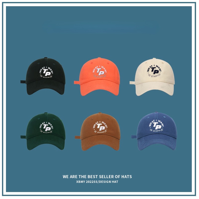 Mũ Lưỡi Trai Mềm Chống Nắng Màu Trơn Thêu Họa Tiết Phong Cách Hàn Quốc