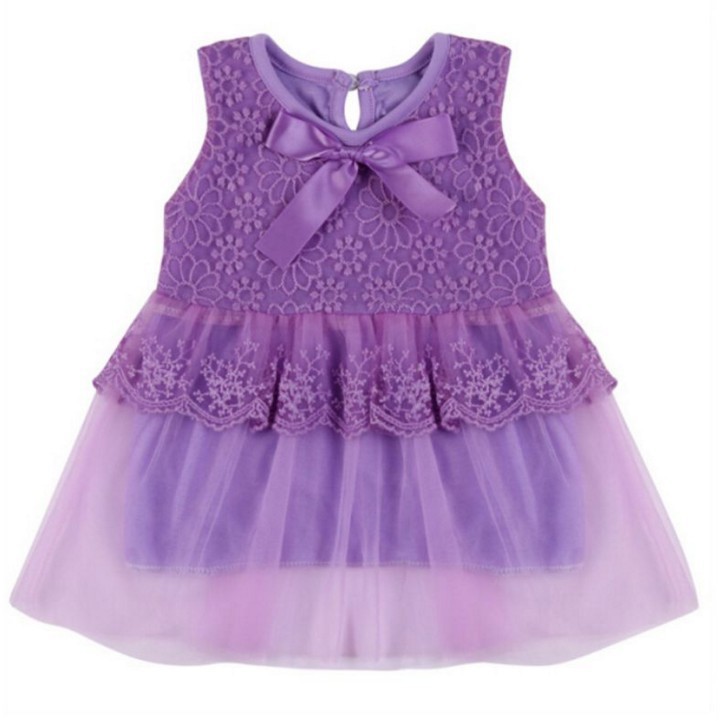 Đầm công chúa đính nơ không tay cho bé gái