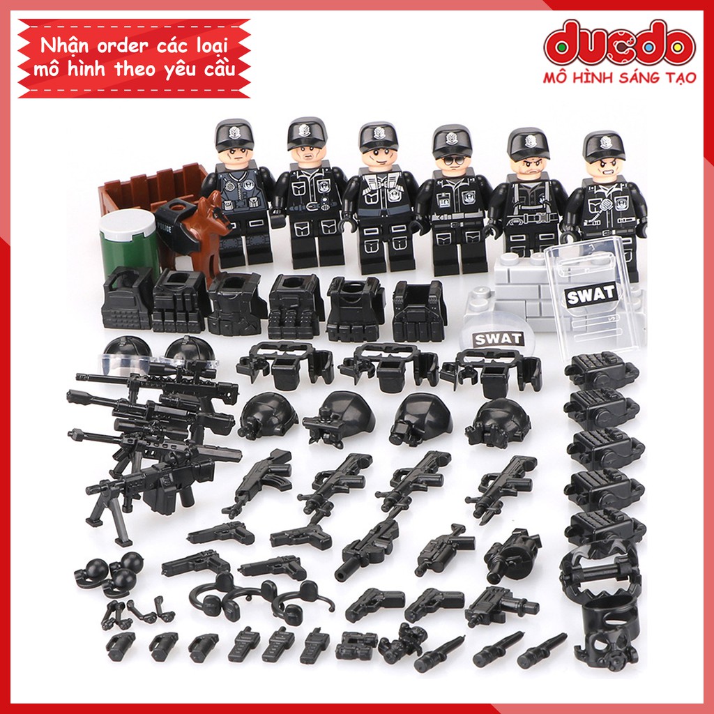 Biệt đội 6 lính cảnh sát SWAT trang bị tối tân nhất - Đồ chơi Lắp ghép Xếp hình Mini Minifigures Army TBS 11-16 Mô hình