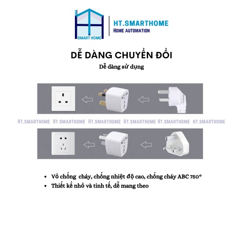 Ổ cắm chuyển đổi 3 chấu ➜ 2 chấu 2 chấu
