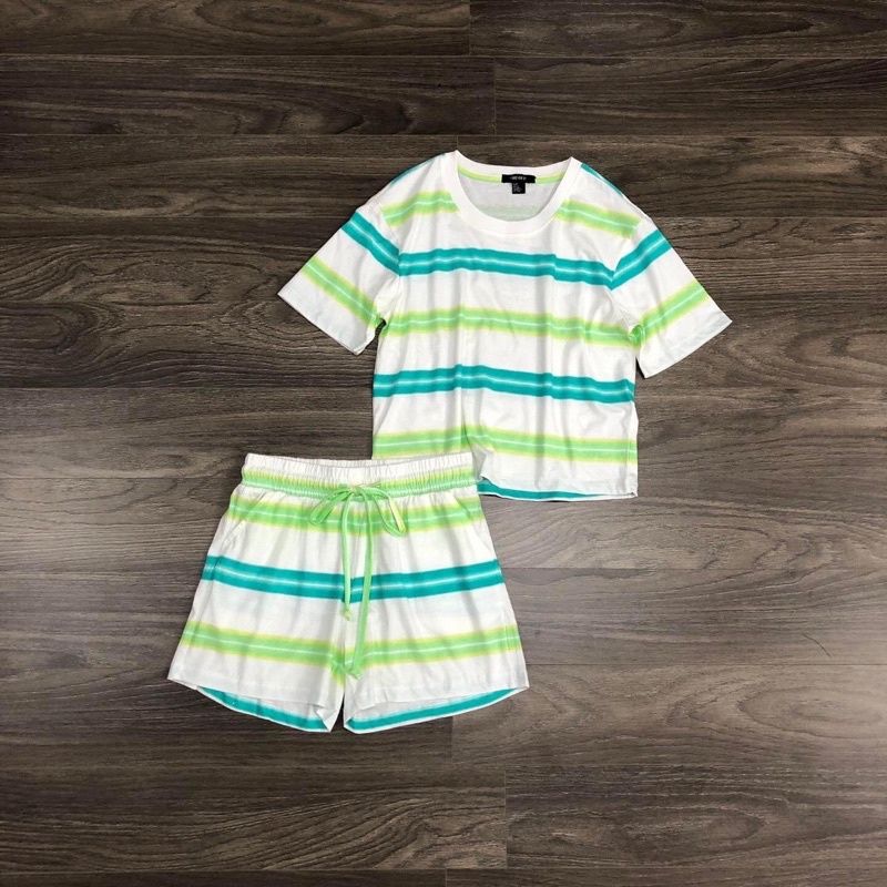 BEUCLOSET -Set đồ bộ mặc nhà hoặc tiết kẻ sọc F21 thun cotton