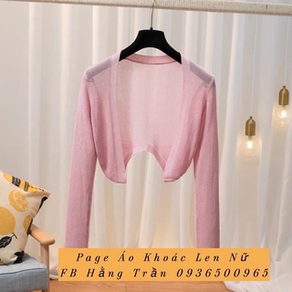 Áo khoác len lửng mỏng tay dài bo eo.