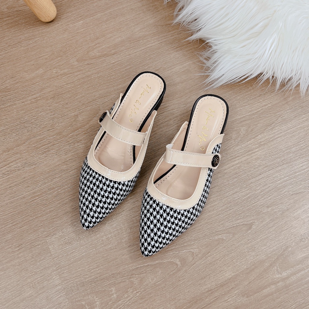 Có hàng: Giày sục mũi nhọn, cổ vuông, quai ngang đế 3 cm  MS0