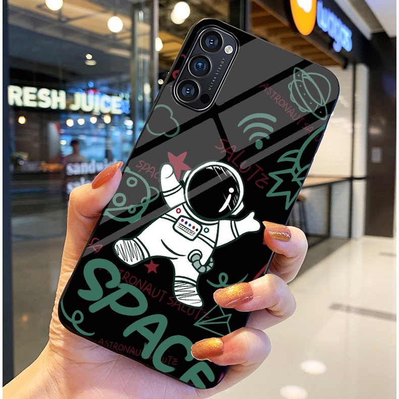 Ốp Lưng OPPO RENO 4,RENO 4 PRO, RENO 5,RENO 6 5G, RENO 6Z 5G Ốp kính bóng cao cấp Phi Hành Gia
