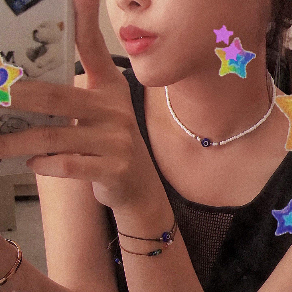 Dây chuyền Choker Evil Eye Xanh Ngọc Basic | Handmade | VALE.SOMETHINGBOHO