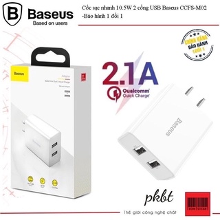 Giảm giá - Cốc sạc-Củ sạc nhanh BASEUS 2 cổng USB 10.5W cho IPad iPhone 11 Pro X 8 7 Plus Xs Max Samsung Xiaomi