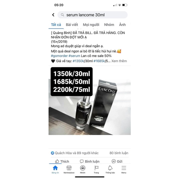 Set serum và serum mắt Lancome