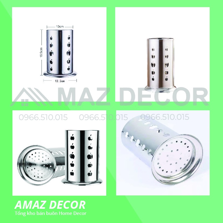 Ống Lọ Cắm Đũa thìa muỗng tròn Inox 304 có đế dày dặn đẹp/Cắm đồ dụng cụ pha chế