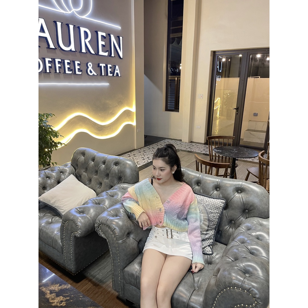 Áo Khoác Len Cardigan 7 Màu, Dáng Croptop, Phong Cách Mùa Thu Trẻ Trung - hàng quảng châu có sẵn