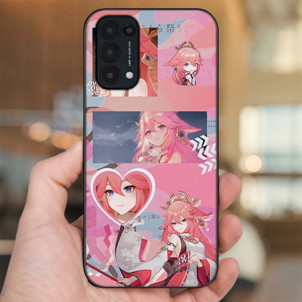 Ốp lưng Oppo Reno 5 viền đen in hình Yae Miko Genshin Impact