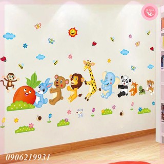 Tranh Dán Tường Cho Bé (SIÊU RẺ) - Decal Dán Tường Cho BÉ - Tranh Dán Con Vật Nhổ Củ Cải 07