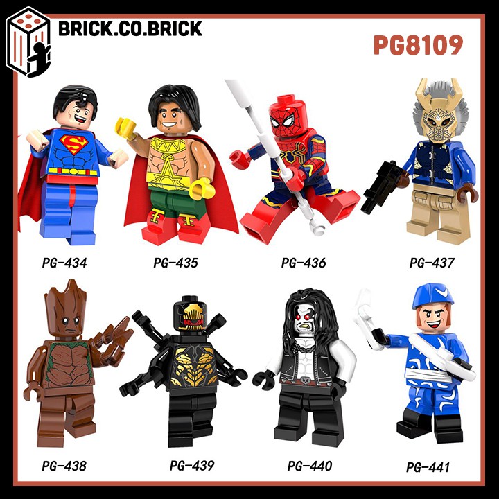 Đồ Chơi Siêu Anh Hùng Marvel DC Killmonger Lobo Super Man Groot The Wolf Iron Spider Minifigure Super Hero PG8109