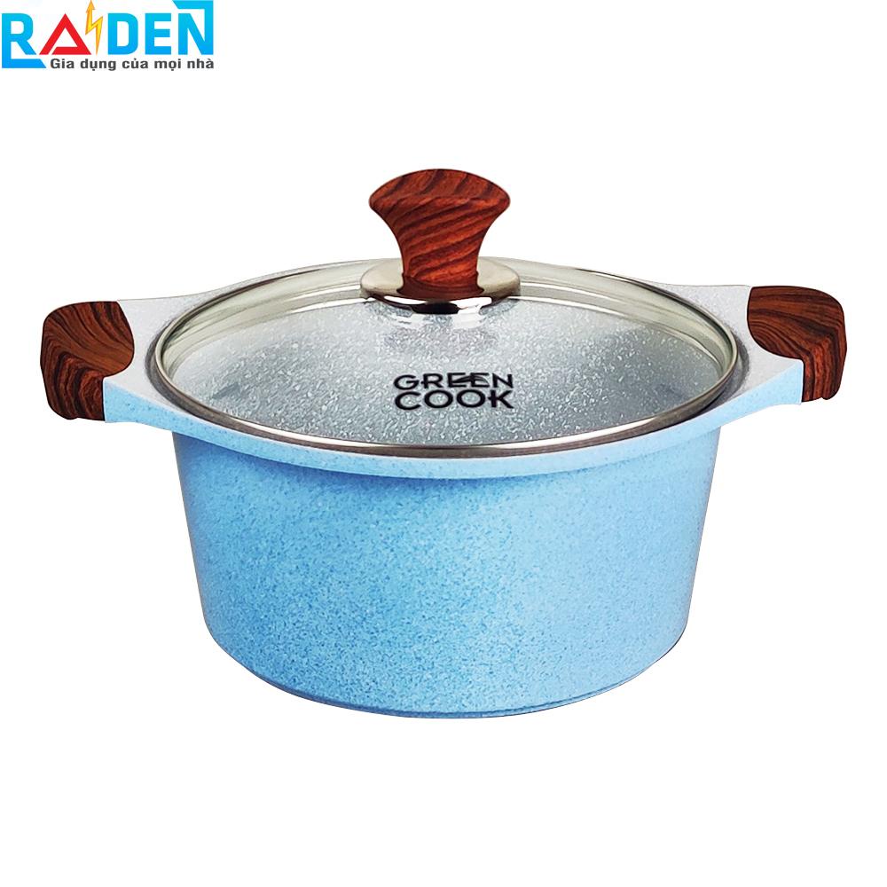 [Chính hãng] Nồi quánh đúc men đá Sapphire Greencook GCS09 sử dụng được bếp ga, bếp hồng ngoại, bếp từ